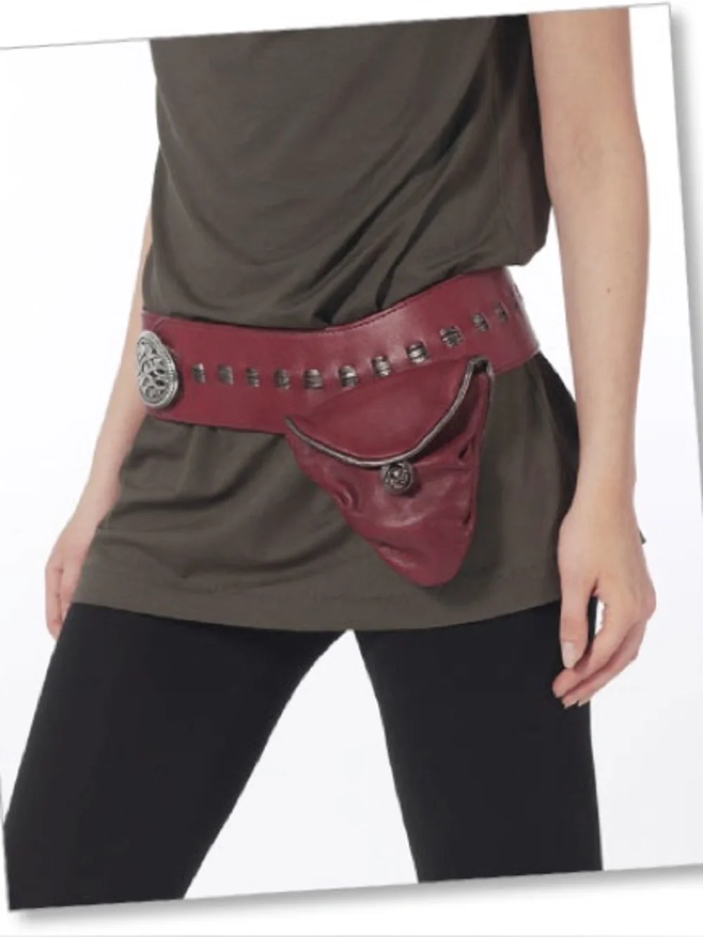 Hark Designs Women’s Black Leather Belt Bag with Decorative Buckle